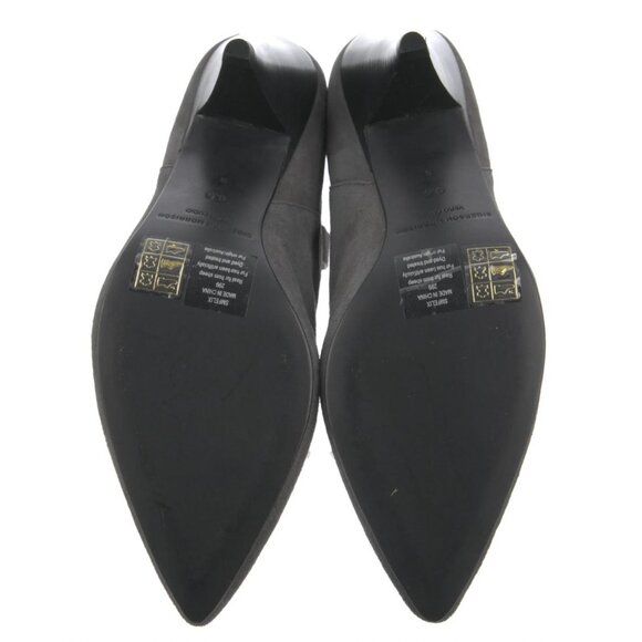 Sigerson Morrison 9.5 Suede Western Ankle Boot Shearling Fur Cone Heel Gray - Picture 10 of 10